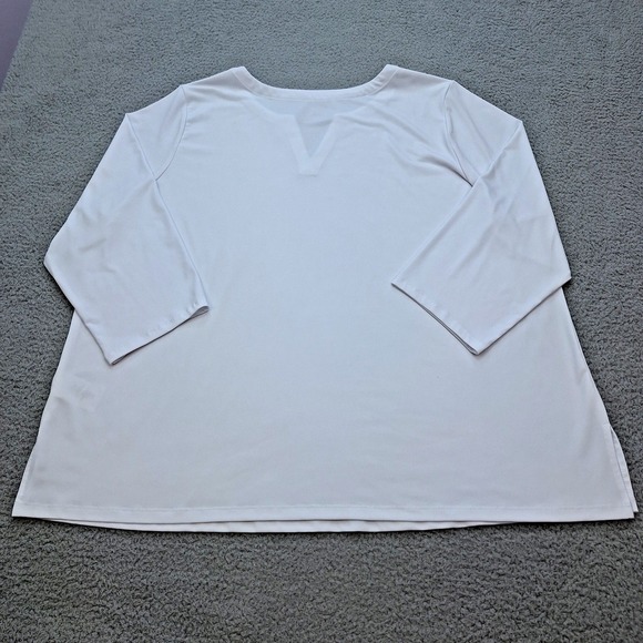 Susan Graver Top Womens‎ 3X White Modern Essentials Liquid Knit V-Neck Tunic - Picture 2 of 9